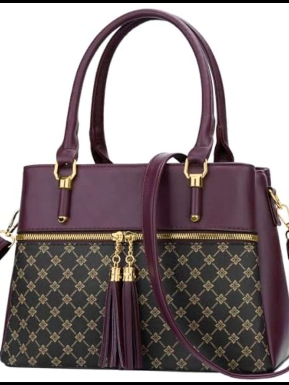 PU Leather Satchel Handbag Top Handle Medium Purse Vegan Crossbody Bag